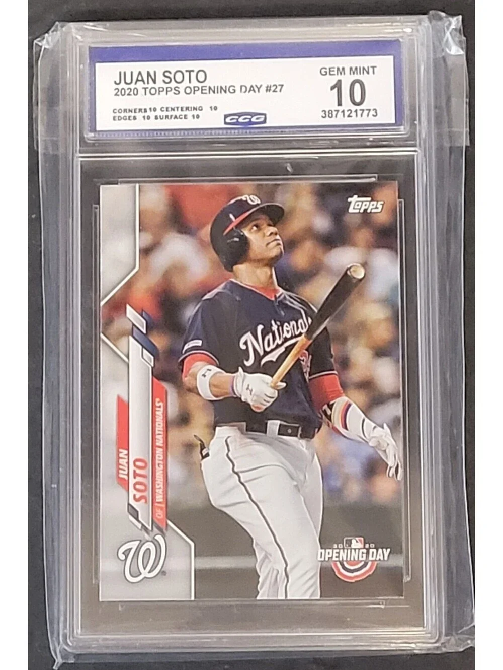 Juan Soto 2020 Topps Opening Day #27 Graded Gem Mint 10 CCG
